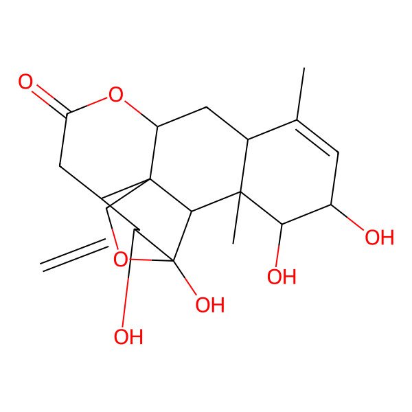 2D Structure of 4,5,16,17-Tetrahydroxy-14,18-dimethyl-6-methylidene-3,10-dioxapentacyclo[9.8.0.01,7.04,19.013,18]nonadec-14-en-9-one