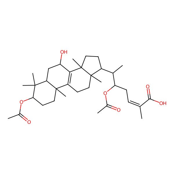 2D Structure of 5-acetyloxy-6-(3-acetyloxy-7-hydroxy-4,4,10,13,14-pentamethyl-2,3,5,6,7,11,12,15,16,17-decahydro-1H-cyclopenta[a]phenanthren-17-yl)-2-methylhept-2-enoic acid