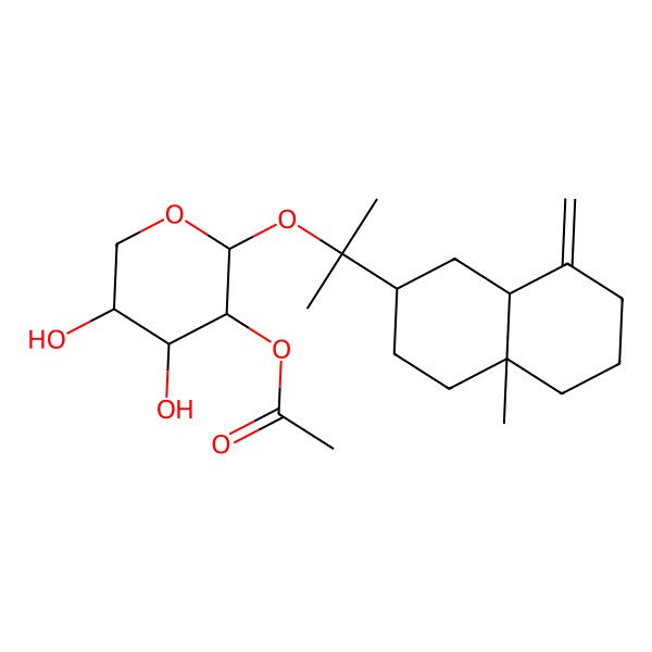 2D Structure of [2-[2-(4a-Methyl-8-methylidene-1,2,3,4,5,6,7,8a-octahydronaphthalen-2-yl)propan-2-yloxy]-4,5-dihydroxyoxan-3-yl] acetate