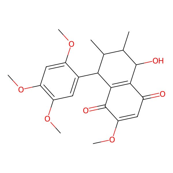 2D Structure of (5S,6R,7R,8S)-5-hydroxy-2-methoxy-6,7-dimethyl-8-(2,4,5-trimethoxyphenyl)-5,6,7,8-tetrahydronaphthalene-1,4-dione 2D Structure of (5S,6R,7R,8S)-5-hydroxy-2-methoxy-6,7-dimethyl-8-(2,4,5-trimethoxyphenyl)-5,6,7,8-tetrahydronaphthalene-1,4-dione