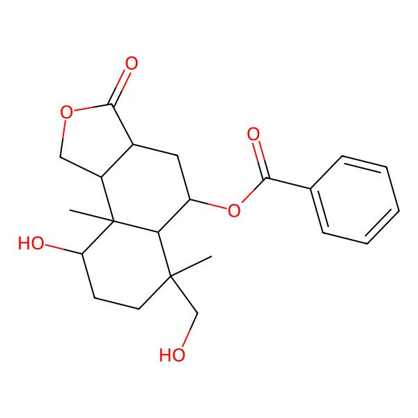 2D Structure of [(3aS,5R,5aR,6R,9R,9aR,9bS)-9-hydroxy-6-(hydroxymethyl)-6,9a-dimethyl-3-oxo-3a,4,5,5a,7,8,9,9b-octahydro-1H-benzo[e][2]benzofuran-5-yl] benzoate