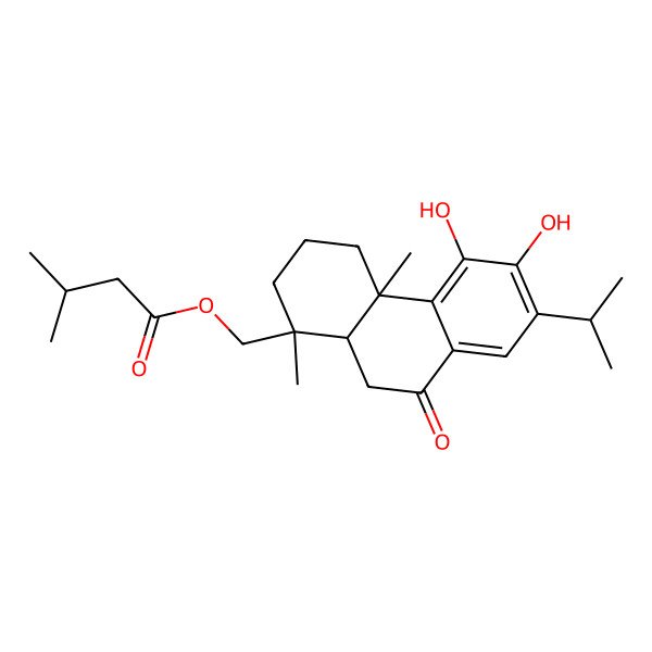 2D Structure of [(1S,4aS,10aR)-5,6-dihydroxy-1,4a-dimethyl-9-oxo-7-propan-2-yl-3,4,10,10a-tetrahydro-2H-phenanthren-1-yl]methyl 3-methylbutanoate
