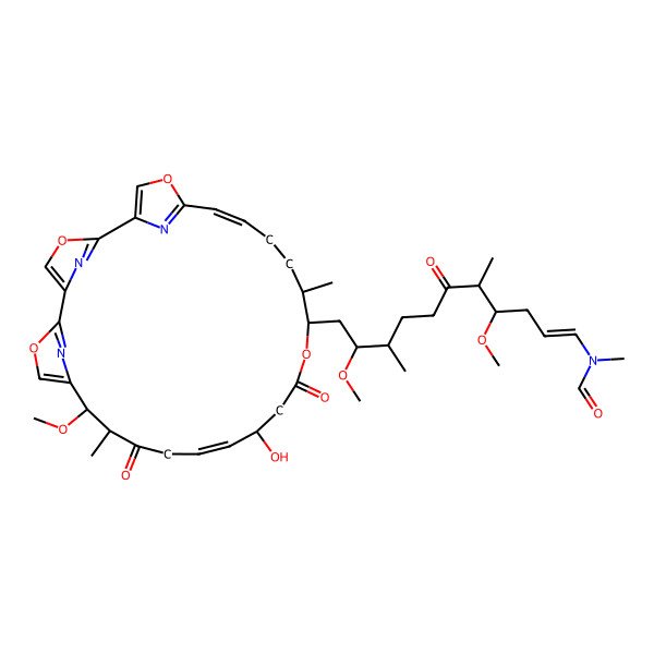 2D Structure of N-[(E,4R,5R,9R,10R)-11-[(10S,11S,14E,16S,20R,21R,24Z)-16-hydroxy-10-methoxy-11,21-dimethyl-12,18-dioxo-3,7,19,27-tetraoxa-29,30,31-triazatetracyclo[24.2.1.12,5.16,9]hentriaconta-1(28),2(31),4,6(30),8,14,24,26(29)-octaen-20-yl]-4,10-dimethoxy-5,9-dimethyl-6-oxoundec-1-enyl]-N-methylformamide