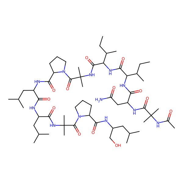 2D Structure of Ac-Aib-Asn-Ile-Ile-Aib-Pro-Leu-Leu-Aib-Pro-Leu-ol