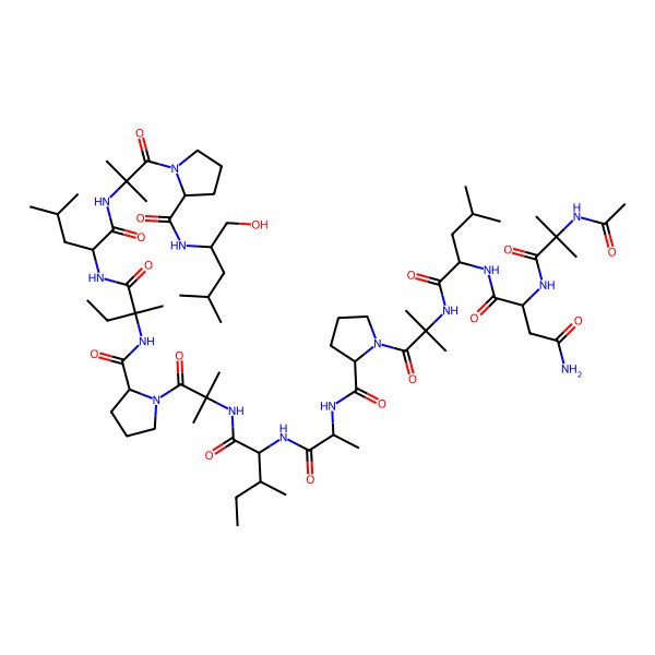 2D Structure of Ac-Aib-Asn-Leu-Aib-Pro-Ala-Ile-Aib-Pro-D-Iva-Leu-Aib-Pro-Leu-ol