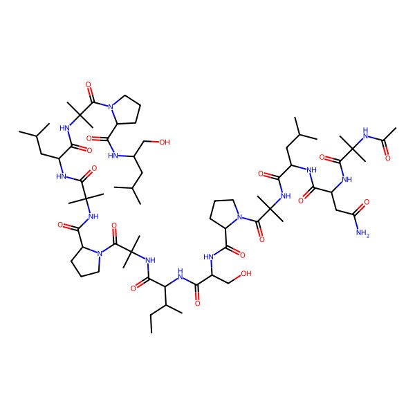 2D Structure of Ac-Aib-Asn-Leu-Aib-Pro-Ser-Ile-Aib-Pro-Aib-Leu-Aib-Pro-Leu-ol