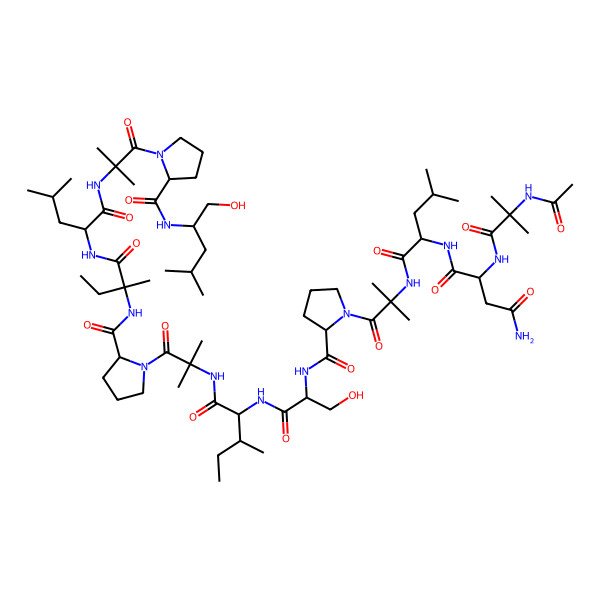 2D Structure of Ac-Aib-Asn-Leu-Aib-Pro-Ser-Ile-Aib-Pro-D-Iva-Leu-Aib-Pro-Leu-ol