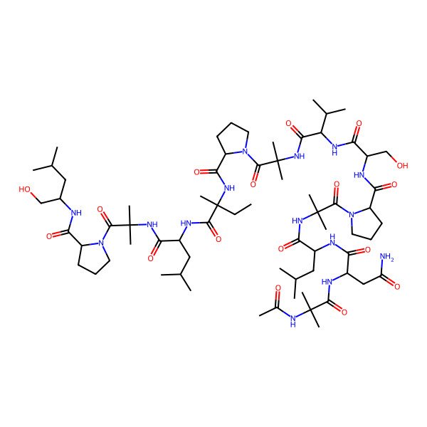 2D Structure of Ac-Aib-Asn-Leu-Aib-Pro-Ser-Val-Aib-Pro-D-Iva-Leu-Aib-Pro-Leu-ol