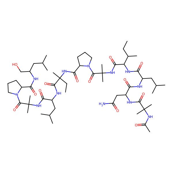 2D Structure of Ac-Aib-Asn-Leu-Ile-Aib-D-Pro-D-Iva-Leu-Aib-Pro-Leu-ol