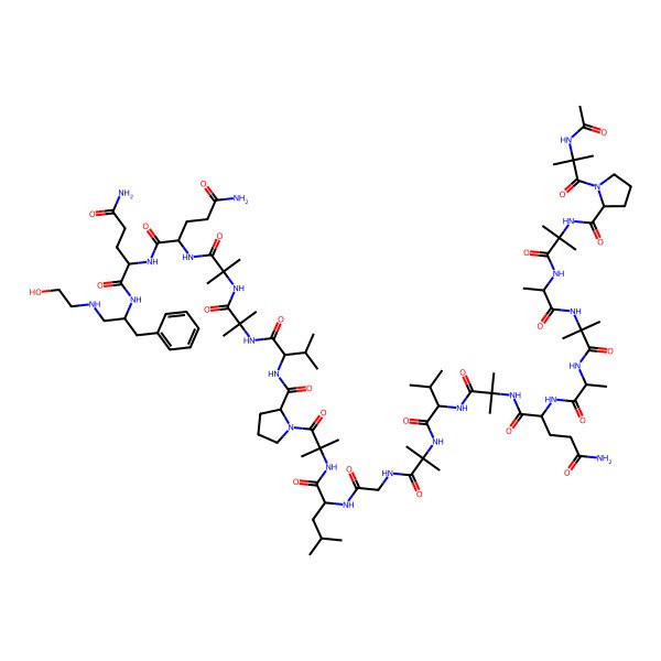 2D Structure of Ac-Aib-D-Pro-Aib-Ala-Aib-Ala-Gln-Aib-Val-Aib-Gly-Leu-Aib-Pro-Val-Aib-Aib-Gln-DL-Gln-Unk-Gly-ol