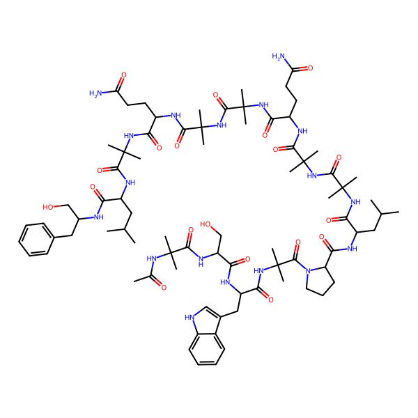 2D Structure of Ac-Aib-DL-Ser-DL-Trp-Aib-DL-Pro-DL-Leu-Aib-Aib-DL-Gln-Aib-Aib-DL-Gln-Aib-DL-Leu-DL-Phe-ol