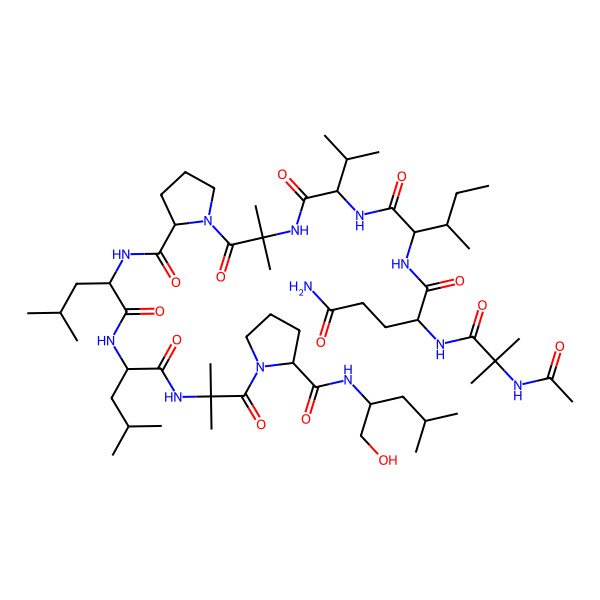 2D Structure of Ac-Aib-Gln-Ile-Val-Aib-D-Pro-Leu-Leu-Aib-Pro-Leu-ol