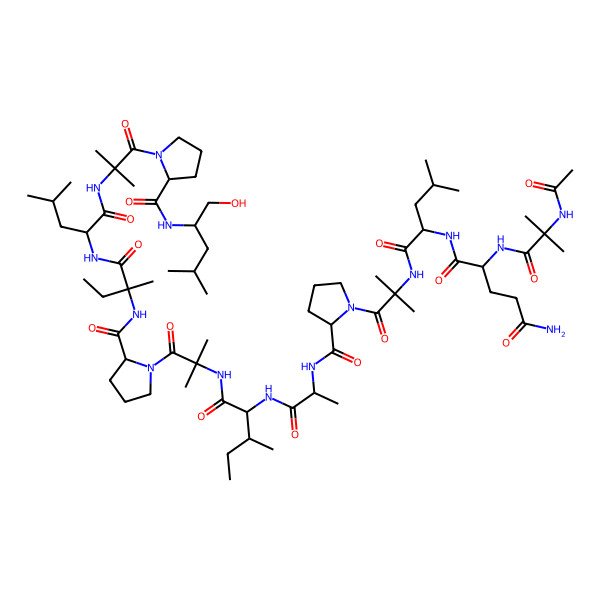 2D Structure of Ac-Aib-Gln-Leu-Aib-Pro-Ala-Ile-Aib-Pro-D-Iva-Leu-Aib-Pro-Leu-ol