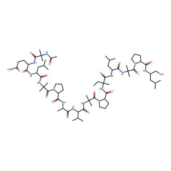 2D Structure of Ac-Aib-Gln-Leu-Aib-Pro-Ala-Val-Aib-Pro-D-Iva-Leu-Aib-Pro-Leu-ol