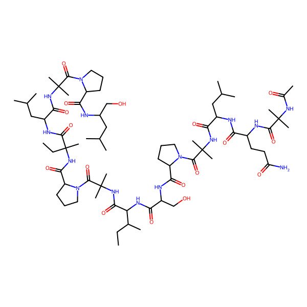 2D Structure of Ac-Aib-Gln-Leu-Aib-Pro-Ser-Ile-Aib-Pro-D-Iva-Leu-Aib-Pro-Leu-ol