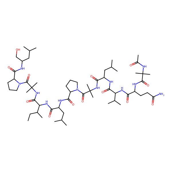 2D Structure of Ac-Aib-Gln-Val-Leu-Aib-D-Pro-Leu-Ile-Aib-D-Pro-Leu-ol