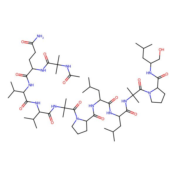 2D Structure of Ac-Aib-Gln-Val-Val-Aib-Pro-Leu-Leu-Aib-Pro-Leu-ol