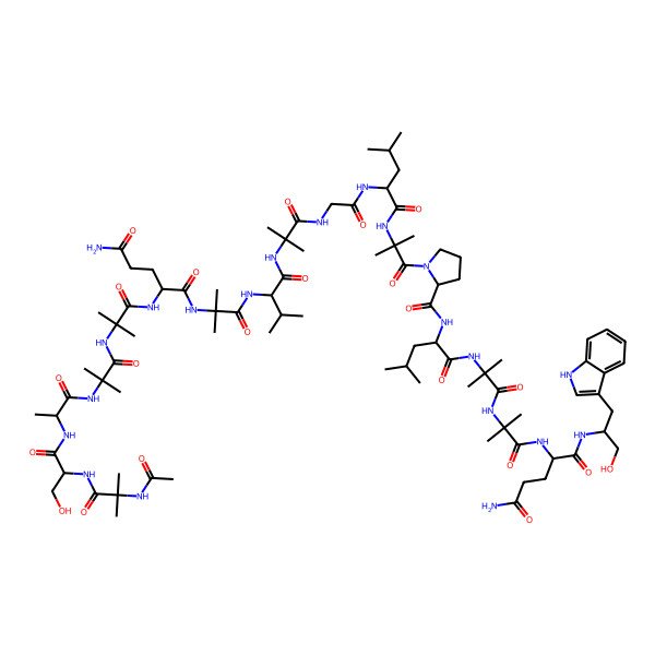 2D Structure of Ac-Aib-Ser-Ala-Aib-Aib-Gln-Aib-Val-Aib-Gly-Leu-Aib-Pro-Leu-Aib-Aib-Gln-Trp-ol
