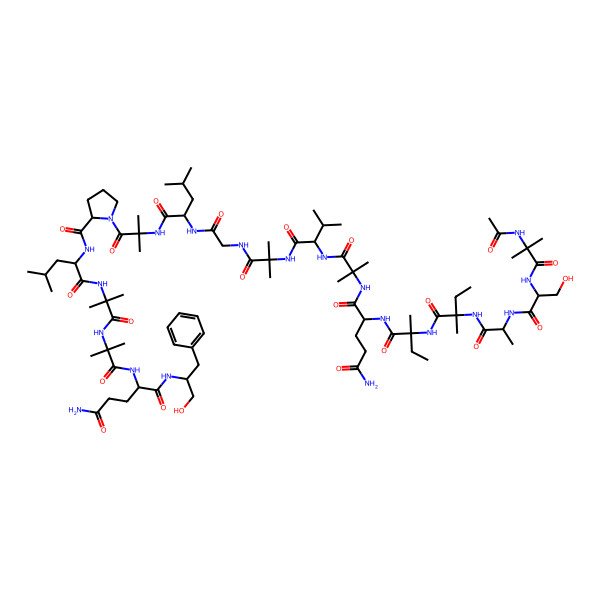 2D Structure of Ac-Aib-Ser-Ala-Iva-Iva-Gln-Aib-Val-Aib-Gly-Leu-Aib-Pro-Leu-Aib-Aib-Gln-DL-Phe-ol