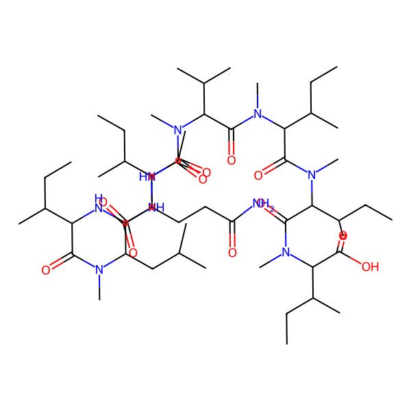2D Structure of Ac-D-Gln-xiIle-N(Me)Leu-xiIle-N(Me)Val-N(Me)xiIle-N(Me)xiIle-N(Me)xiIle-OH