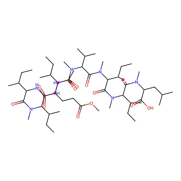 2D Structure of Ac-D-Glu(OMe)-Ile-N(Me)Ile-Ile-N(Me)Val-N(Me)Ile-N(Me)Ile-N(Me)Leu-OH