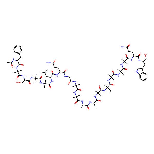2D Structure of Ac-D-Phe-Aib-D-Ser-Aib-Aib-D-Leu-Gln-Gly-Aib-Aib-Ala-Ala-Aib-D-Iva-Aib-Aib-Aib-D-Gln-D-Trp-ol