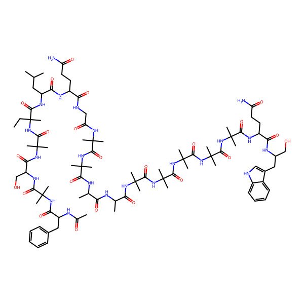 2D Structure of Ac-D-Phe-Aib-Ser-Aib-D-Iva-D-Leu-D-Gln-Gly-Aib-Aib-D-Ala-D-Ala-Aib-Aib-Aib-Aib-Aib-Gln-D-Trp-ol