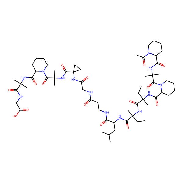2D Structure of Ac-DL-Pip-Aib-DL-Pip-DL-Iva-DL-Iva-DL-Leu-bAla-Gly-Ac3c-Aib-DL-Pip-Aib-Gly-OH