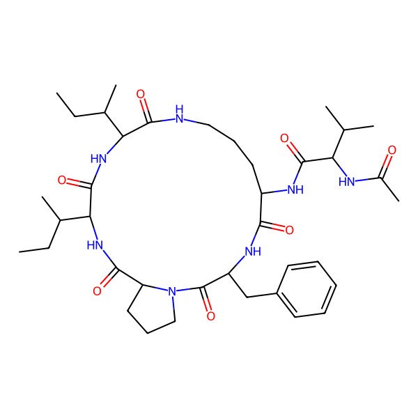 2D Structure of Ac-DL-Val-DL-Orn(1)-DL-Phe-DL-Pro-DL-xiIle-DL-xiIle-(1)