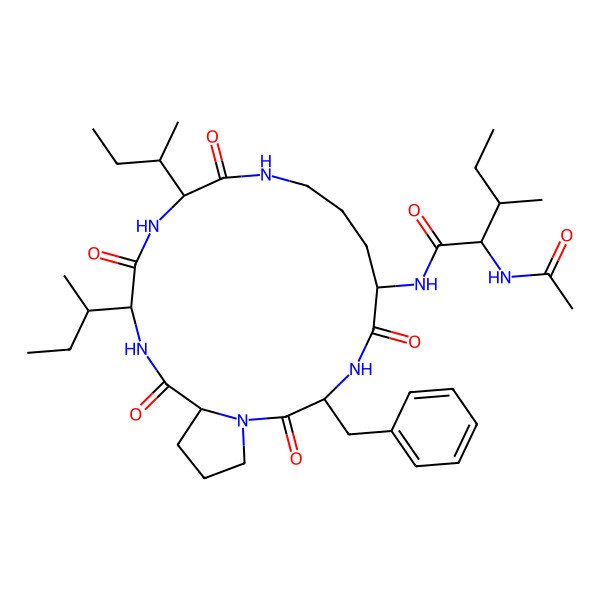 2D Structure of Ac-DL-xiIle-DL-Orn(1)-DL-Phe-DL-Pro-DL-xiIle-DL-xiIle-(1)