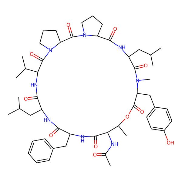 2D Structure of Ac-DL-xiThr(1)-DL-Phe-DL-Leu-DL-Val-DL-Pro-DL-Pro-DL-Leu-DL-N(Me)Tyr-(1)