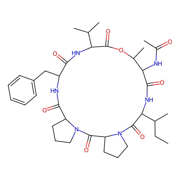 2D Structure of Ac-DL-xiThr(1)-DL-xiIle-DL-Pro-DL-Pro-DL-Phe-DL-Val-(1)