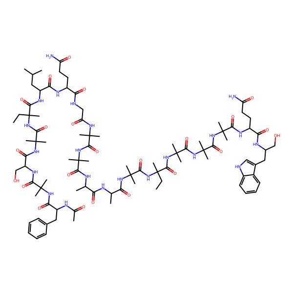 2D Structure of Ac-Phe-Aib-Ser-Aib-Iva-D-Leu-D-Gln-Gly-Aib-Aib-Ala-Ala-Aib-Iva-Aib-Aib-Aib-D-Gln-D-Trp-ol