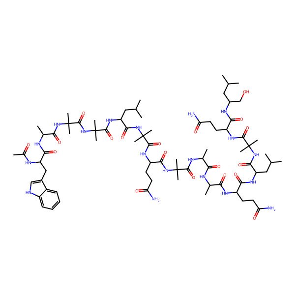 2D Structure of Ac-Trp-Ala-Aib-Aib-Leu-Aib-Gln-Aib-Ala-Ala-Gln-Leu-Aib-Gln-Leu-ol