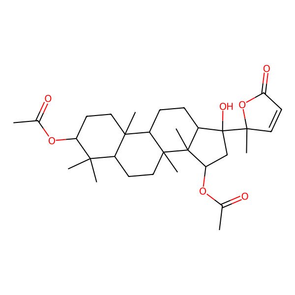 2D Structure of [(3S,5R,8R,9R,10R,13S,14R,15R,17R)-15-acetyloxy-17-hydroxy-4,4,8,10,14-pentamethyl-17-[(2S)-2-methyl-5-oxofuran-2-yl]-1,2,3,5,6,7,9,11,12,13,15,16-dodecahydrocyclopenta[a]phenanthren-3-yl] acetate