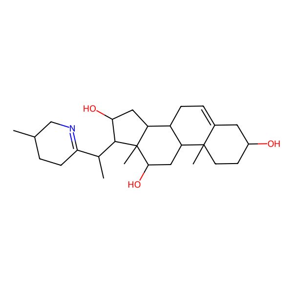 2D Structure of 10,13-dimethyl-17-[1-(3-methyl-2,3,4,5-tetrahydropyridin-6-yl)ethyl]-2,3,4,7,8,9,11,12,14,15,16,17-dodecahydro-1H-cyclopenta[a]phenanthrene-3,12,16-triol