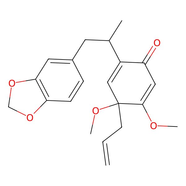 2D Structure of (4R)-2-[(2R)-1-(1,3-benzodioxol-5-yl)propan-2-yl]-4,5-dimethoxy-4-prop-2-enylcyclohexa-2,5-dien-1-one