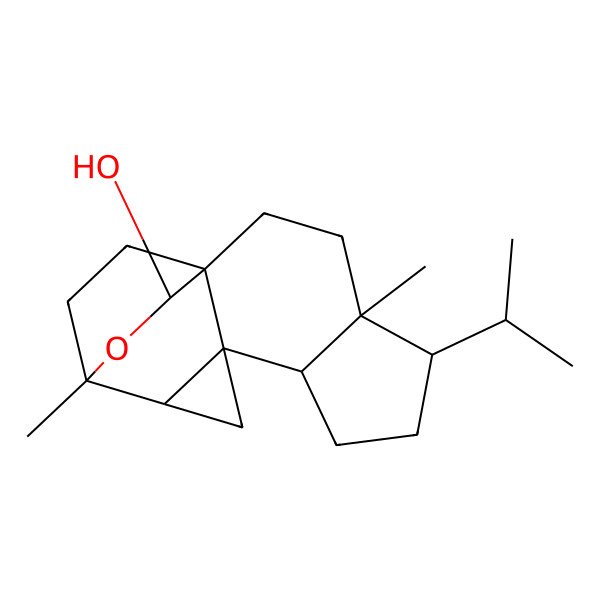 2D Structure of (1R,4R,5R,8R,12S,14S)-4,12-dimethyl-5-propan-2-yl-13-oxapentacyclo[10.2.2.01,9.04,8.09,11]hexadecan-14-ol