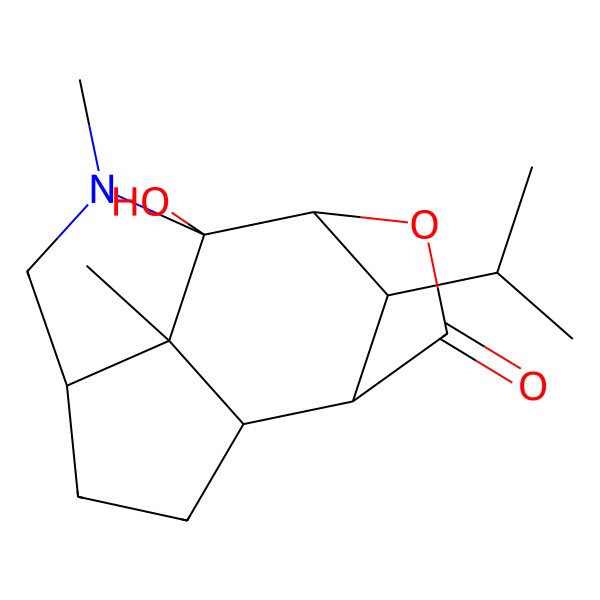 2D Structure of (1S,4R,7R,8R,11R,12S,13R)-1-hydroxy-2,12-dimethyl-13-propan-2-yl-10-oxa-2-azatetracyclo[5.4.1.18,11.04,12]tridecan-9-one