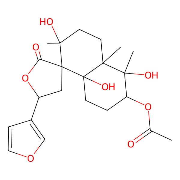 2D Structure of [(1R,2R,4aR,5R,5'R,6S,8aR)-5'-(furan-3-yl)-1,4a,6-trihydroxy-1,6,8a-trimethyl-2'-oxospiro[3,4,7,8-tetrahydro-2H-naphthalene-5,3'-oxolane]-2-yl] acetate