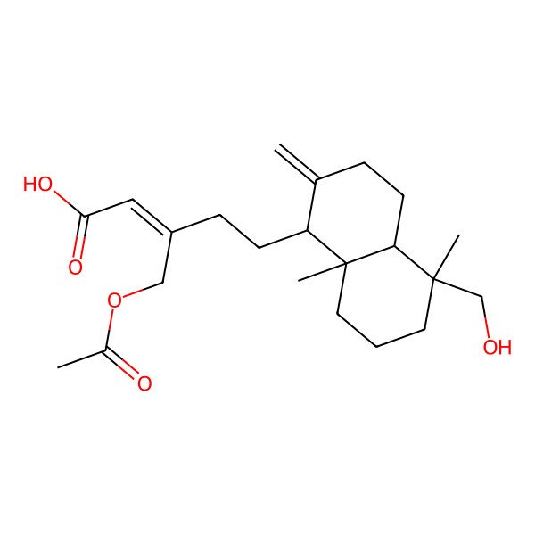2D Structure of (Z)-5-[(1R,4aS,5R,8aS)-5-(hydroxymethyl)-5,8a-dimethyl-2-methylidene-3,4,4a,6,7,8-hexahydro-1H-naphthalen-1-yl]-3-(acetyloxymethyl)pent-2-enoic acid