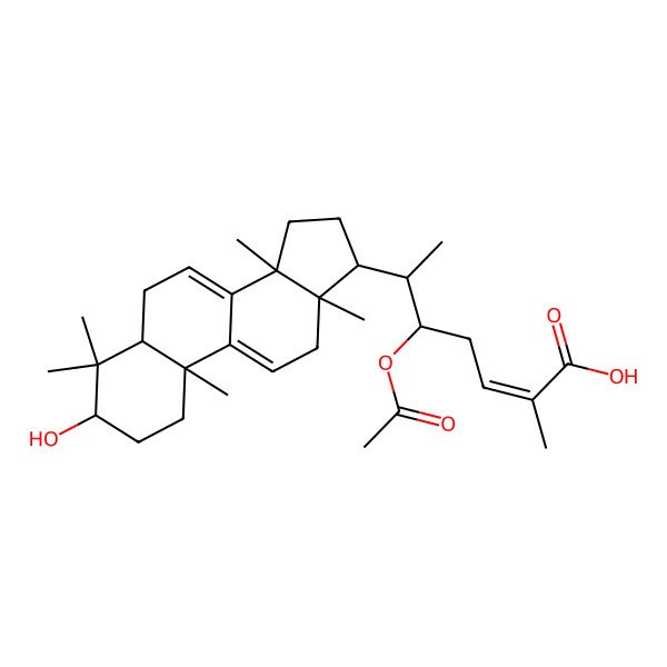 2D Structure of 5-acetyloxy-6-(3-hydroxy-4,4,10,13,14-pentamethyl-2,3,5,6,12,15,16,17-octahydro-1H-cyclopenta[a]phenanthren-17-yl)-2-methylhept-2-enoic acid