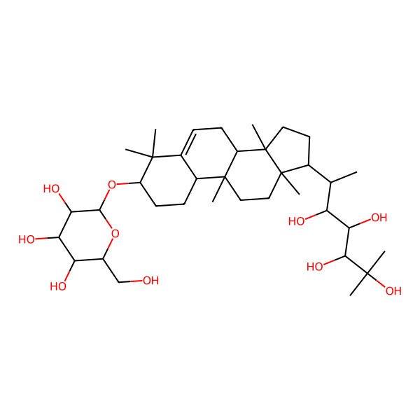 2D Structure of 2-methyl-6-[4,4,9,13,14-pentamethyl-3-[3,4,5-trihydroxy-6-(hydroxymethyl)oxan-2-yl]oxy-2,3,7,8,10,11,12,15,16,17-decahydro-1H-cyclopenta[a]phenanthren-17-yl]heptane-2,3,4,5-tetrol