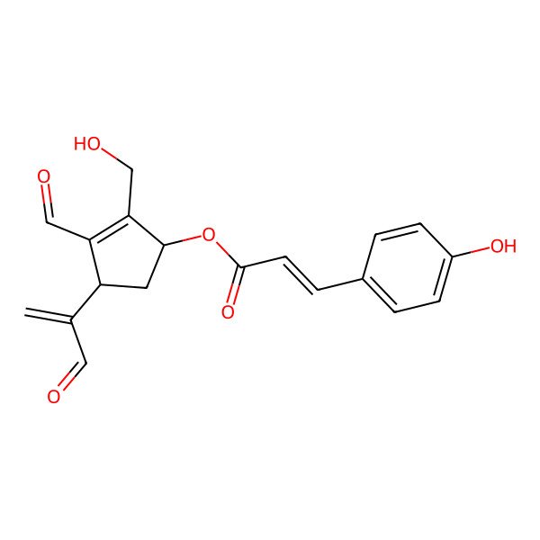 2D Structure of [(1R,4S)-3-formyl-2-(hydroxymethyl)-4-(3-oxoprop-1-en-2-yl)cyclopent-2-en-1-yl] (Z)-3-(4-hydroxyphenyl)prop-2-enoate