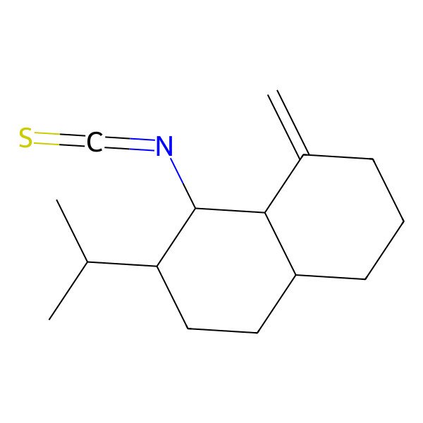 2D Structure of (1R,2R,4aS,8aR)-1-isothiocyanato-8-methylidene-2-propan-2-yl-2,3,4,4a,5,6,7,8a-octahydro-1H-naphthalene