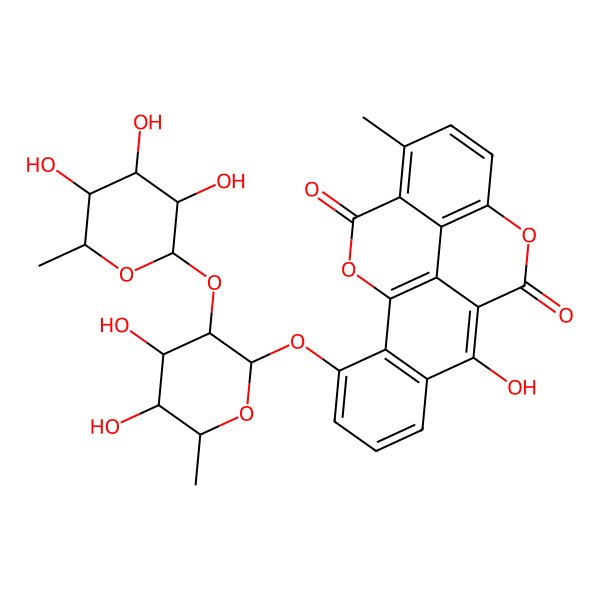 2D Structure of 3-[4,5-Dihydroxy-6-methyl-3-(3,4,5-trihydroxy-6-methyloxan-2-yl)oxyoxan-2-yl]oxy-8-hydroxy-15-methyl-11,18-dioxapentacyclo[10.6.2.02,7.09,19.016,20]icosa-1(19),2(7),3,5,8,12(20),13,15-octaene-10,17-dione