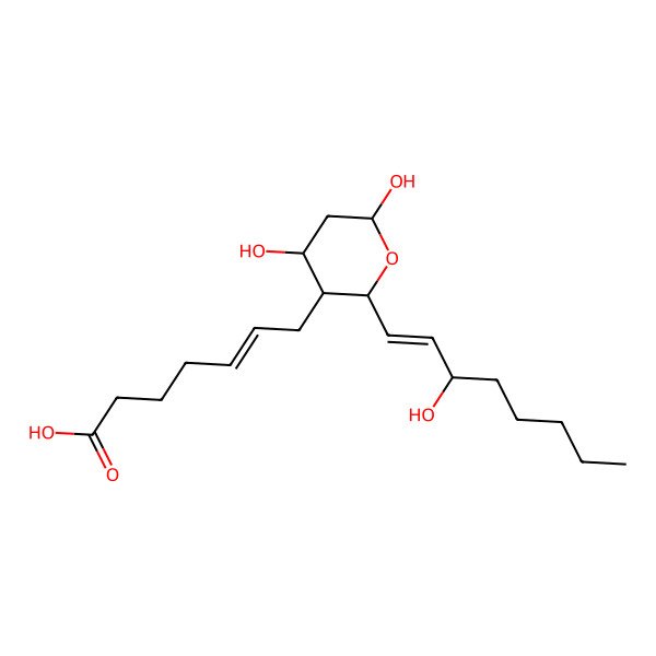 2D Structure of 7-[(2R,3S,4S)-4,6-dihydroxy-2-[(E,3S)-3-hydroxyoct-1-enyl]oxan-3-yl]hept-5-enoic acid