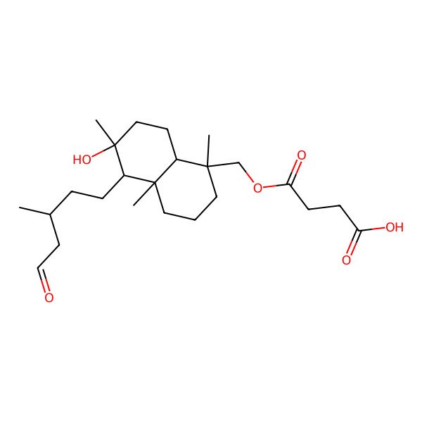 2D Structure of 4-[[(1S,4aR,5S,6S,8aS)-6-hydroxy-1,4a,6-trimethyl-5-[(3S)-3-methyl-5-oxopentyl]-3,4,5,7,8,8a-hexahydro-2H-naphthalen-1-yl]methoxy]-4-oxobutanoic acid