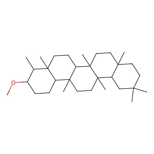 2D Structure of (3R,4R,4aS,6aS,6aS,6bR,8aR,12aR,14aS,14bS)-3-methoxy-4,4a,6a,6b,8a,11,11,14a-octamethyl-1,2,3,4,5,6,6a,7,8,9,10,12,12a,13,14,14b-hexadecahydropicene