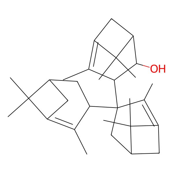 2D Structure of 4,6,6-Trimethyl-3-[2,6,6-trimethyl-3-(2,6,6-trimethyl-3-bicyclo[3.1.1]hept-1-enyl)-3-bicyclo[3.1.1]hept-1-enyl]bicyclo[3.1.1]hept-4-en-2-ol